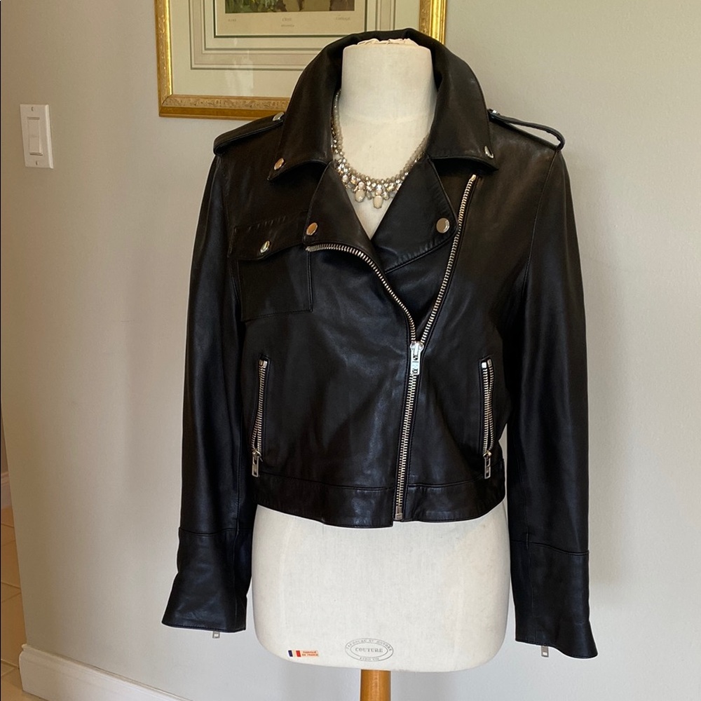 Kate Spade Black Leather Biker Jacket, L